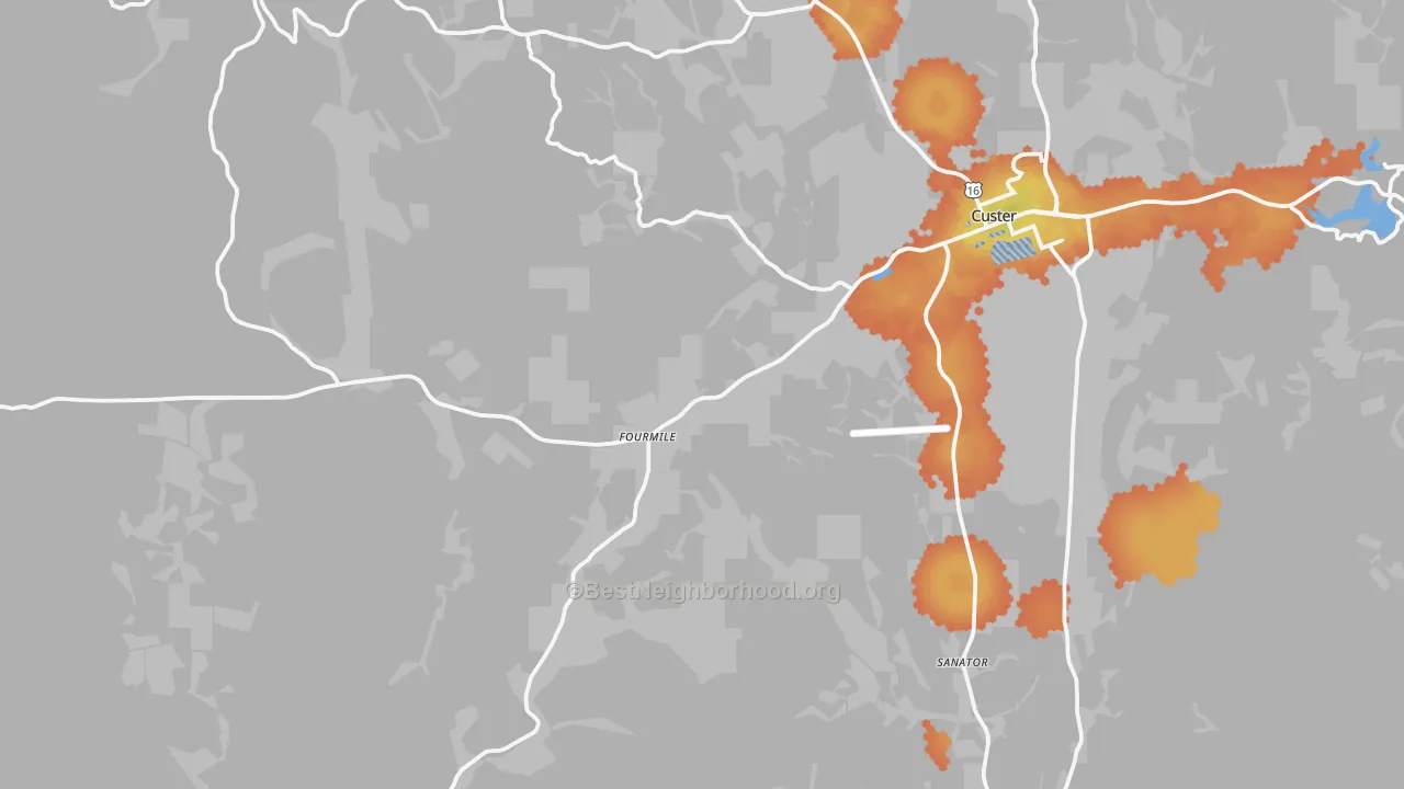 Bike Grade map of Sanator, SD