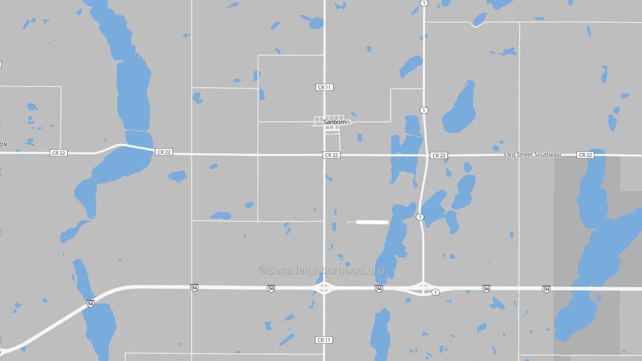 Bike Grade map of Sanborn, ND