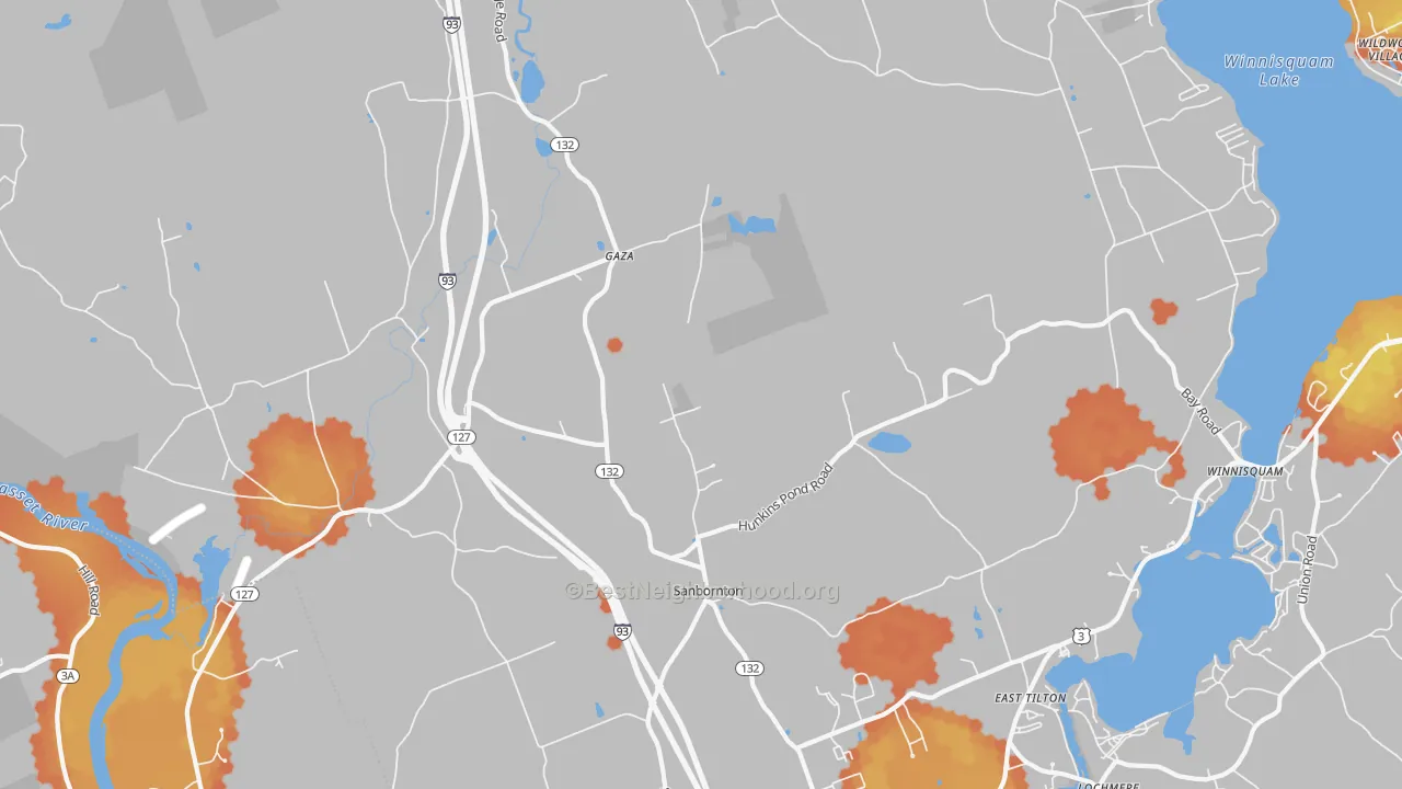 Bike Grade map of Sanbornton, NH