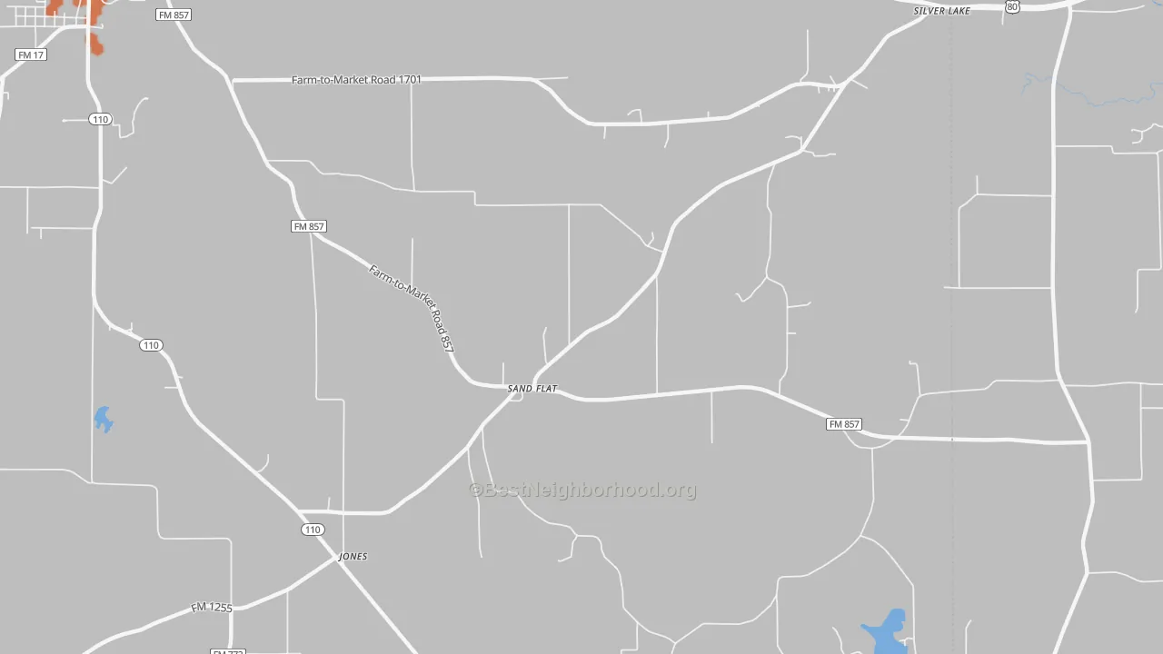 Bike Grade map of Sand Flat, TX