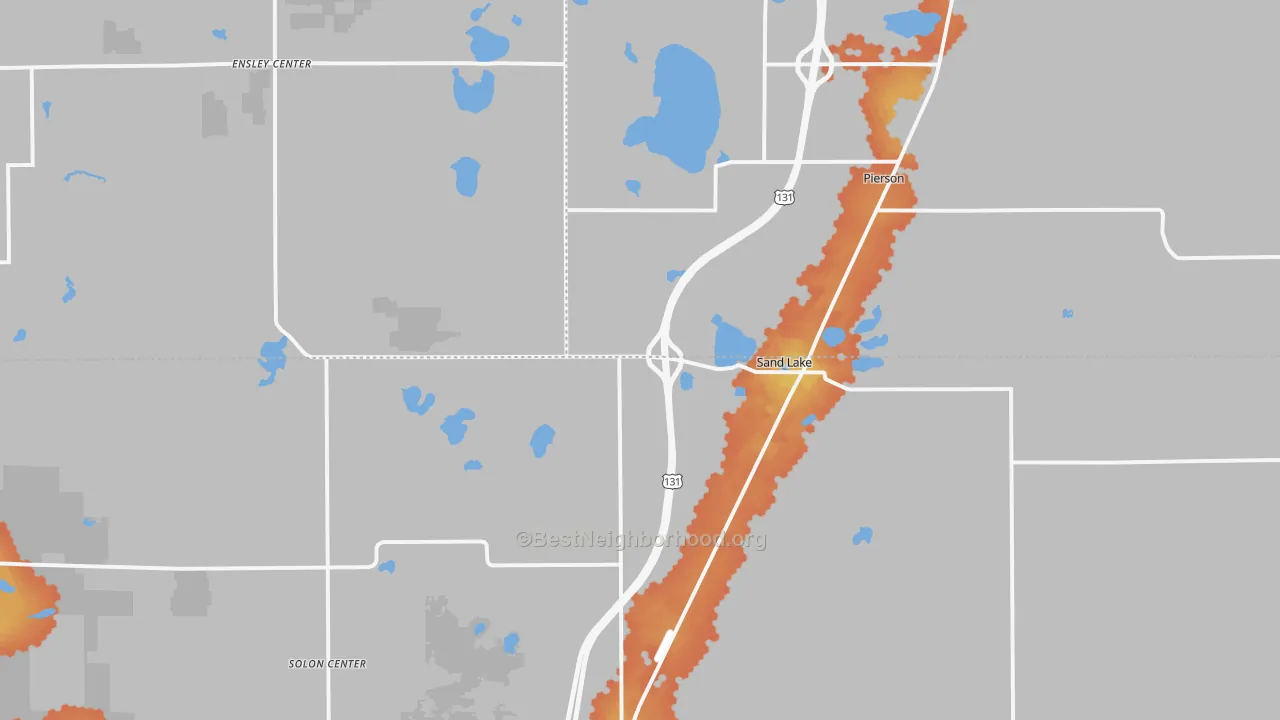 Bike Grade map of Sand Lake, MI