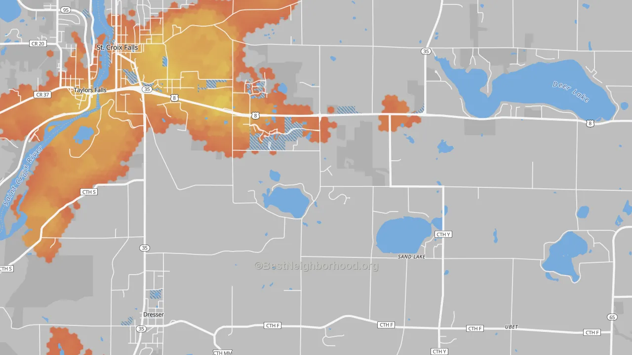 Bike Grade map of Sand Lake, WI
