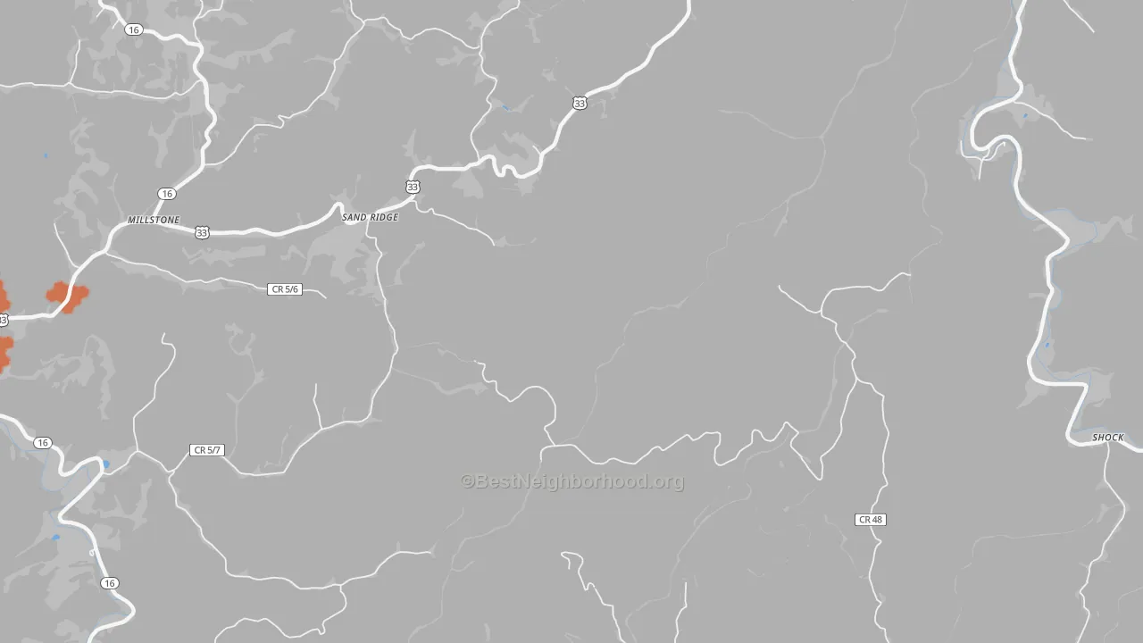 Bike Grade map of Sand Ridge, WV