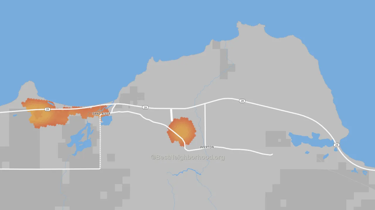 Bike Grade map of Sand River, MI