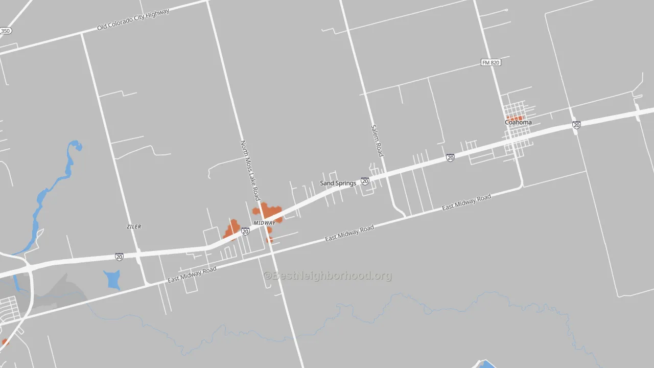 Bike Grade map of Sand Springs, TX
