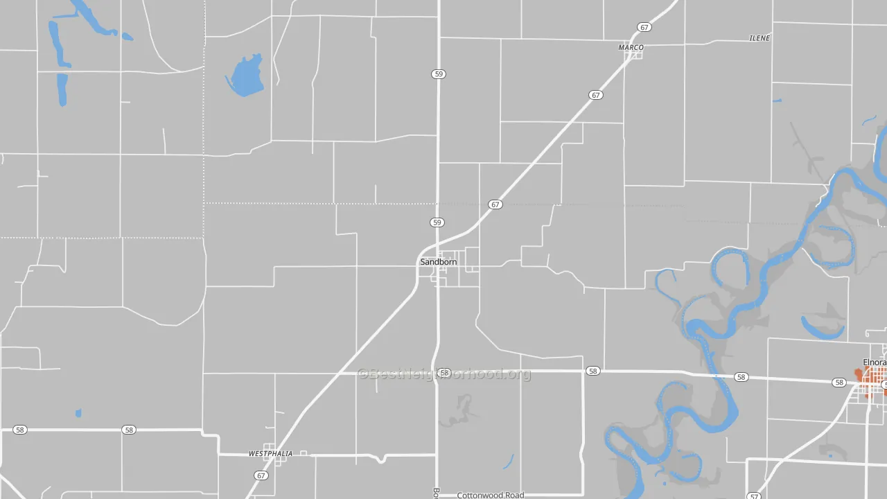 Bike Grade map of Sandborn, IN
