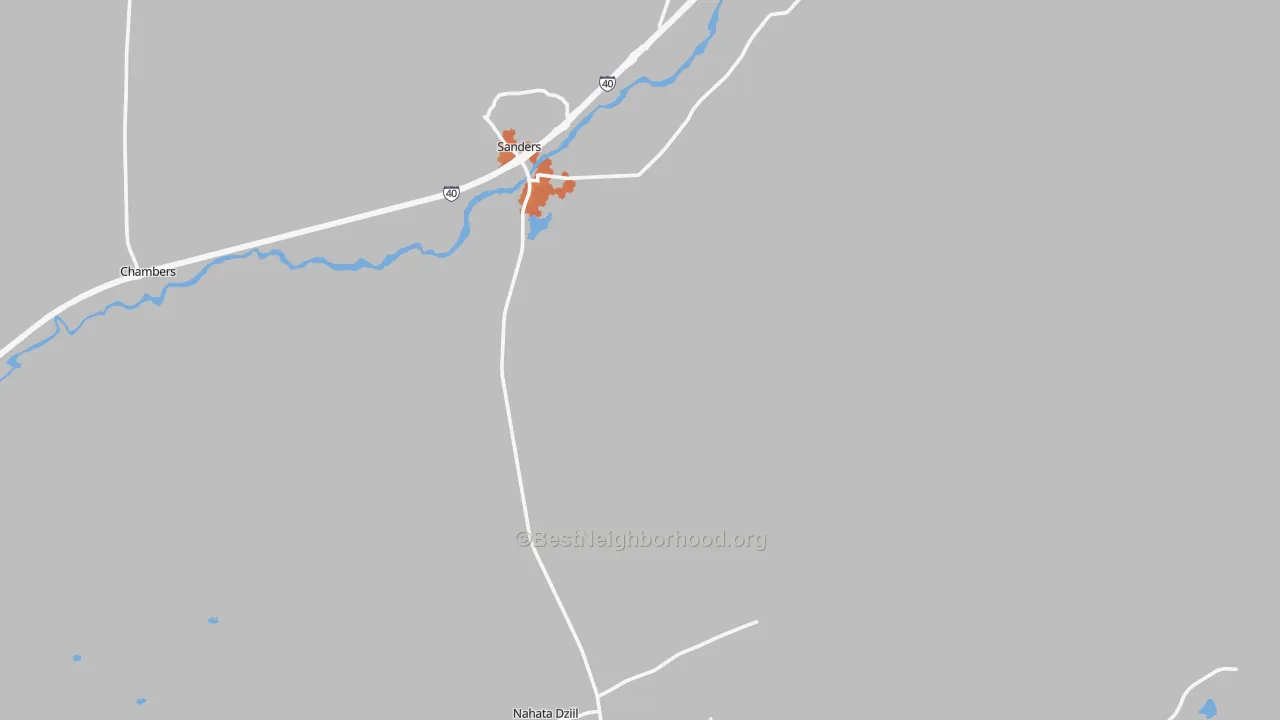 Bike Grade map of Sanders, AZ