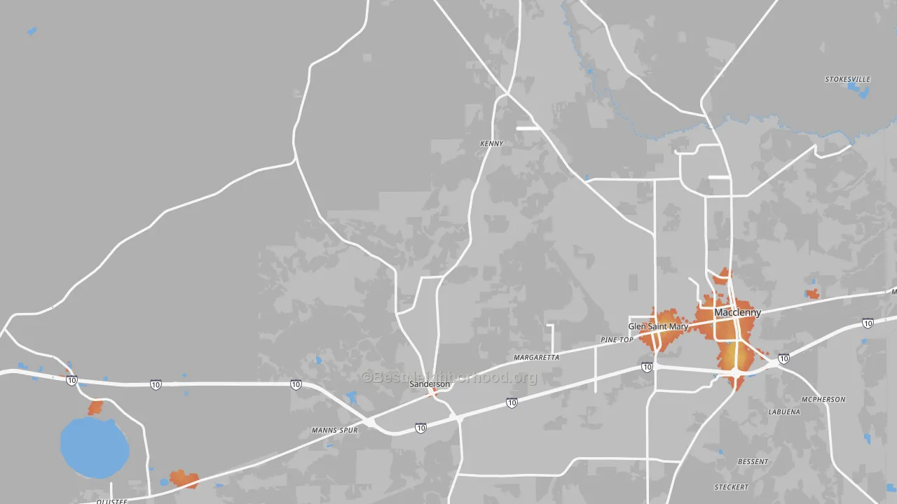 Bike Grade map of Sanderson, FL