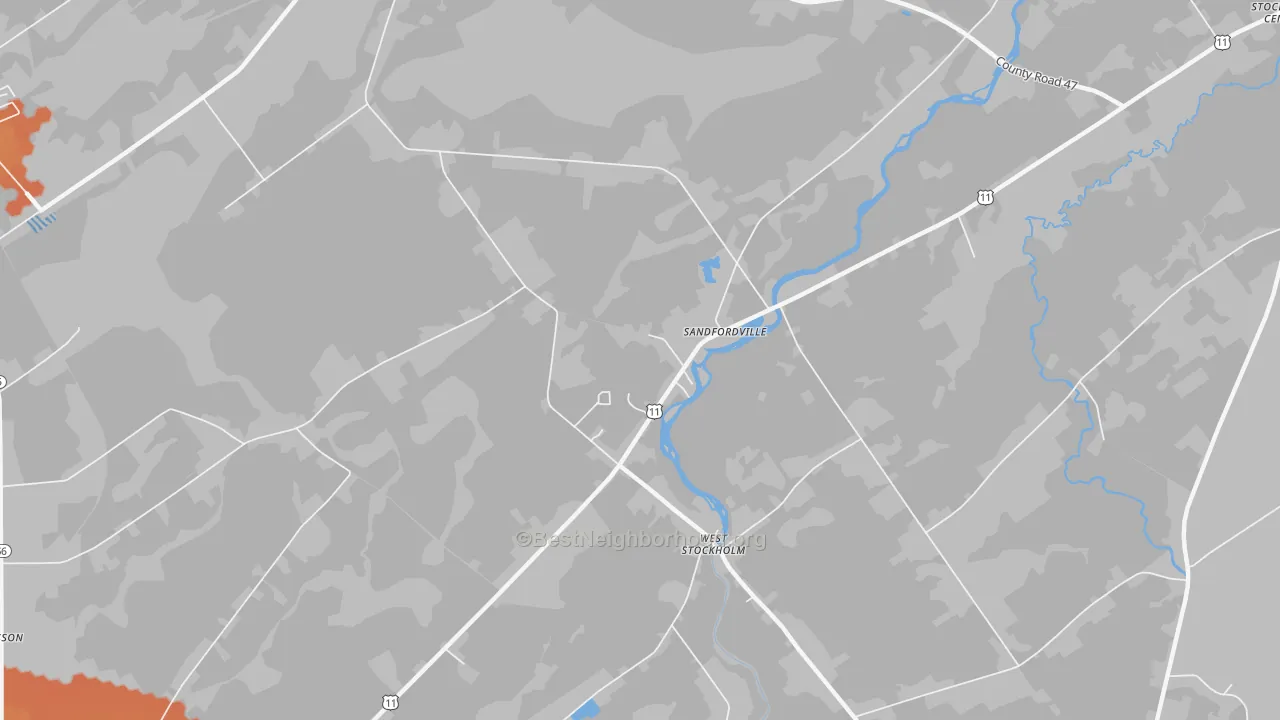 Bike Grade map of Sandfordville, NY