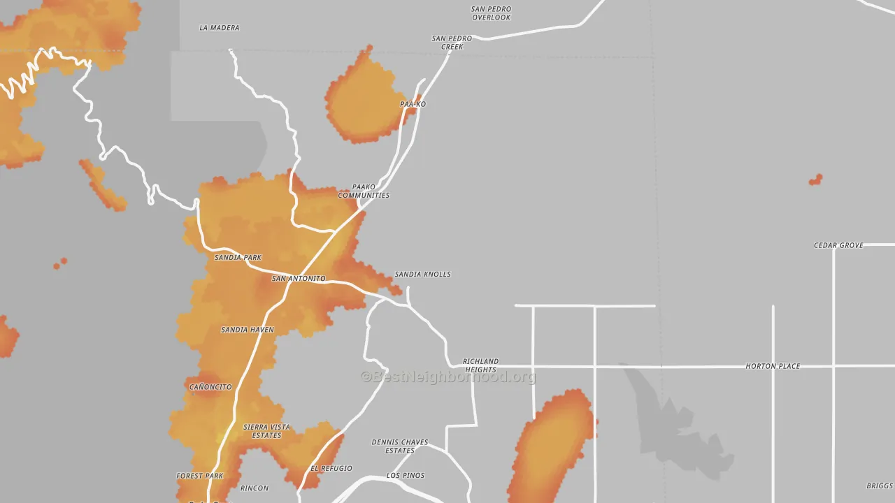 Bike Grade map of Sandia Park, NM