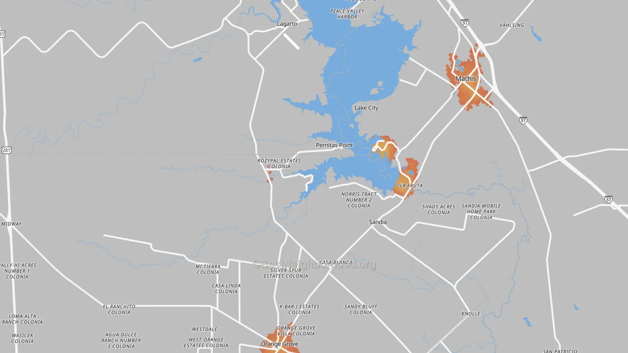 Bike Grade map of Sandia, TX