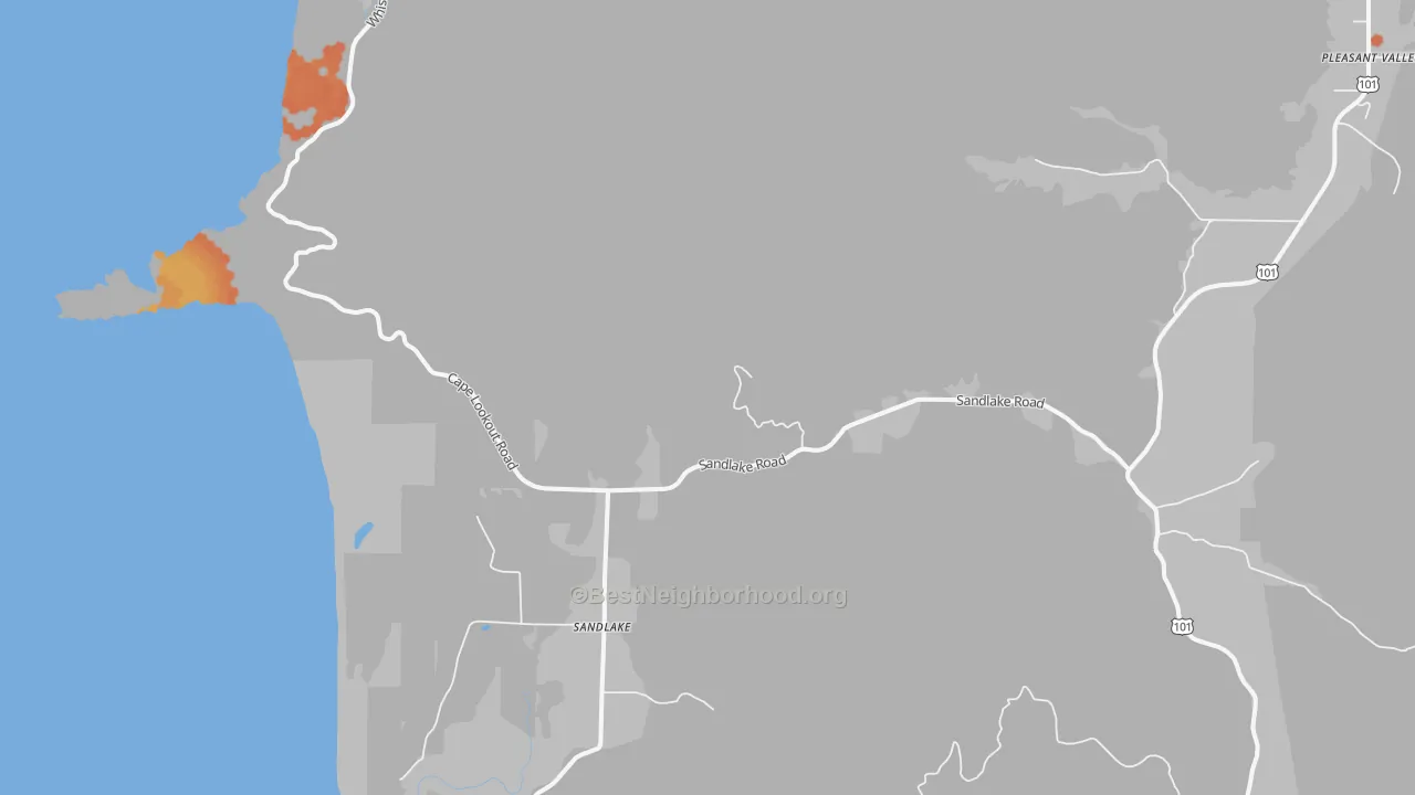 Bike Grade map of Sandlake, OR