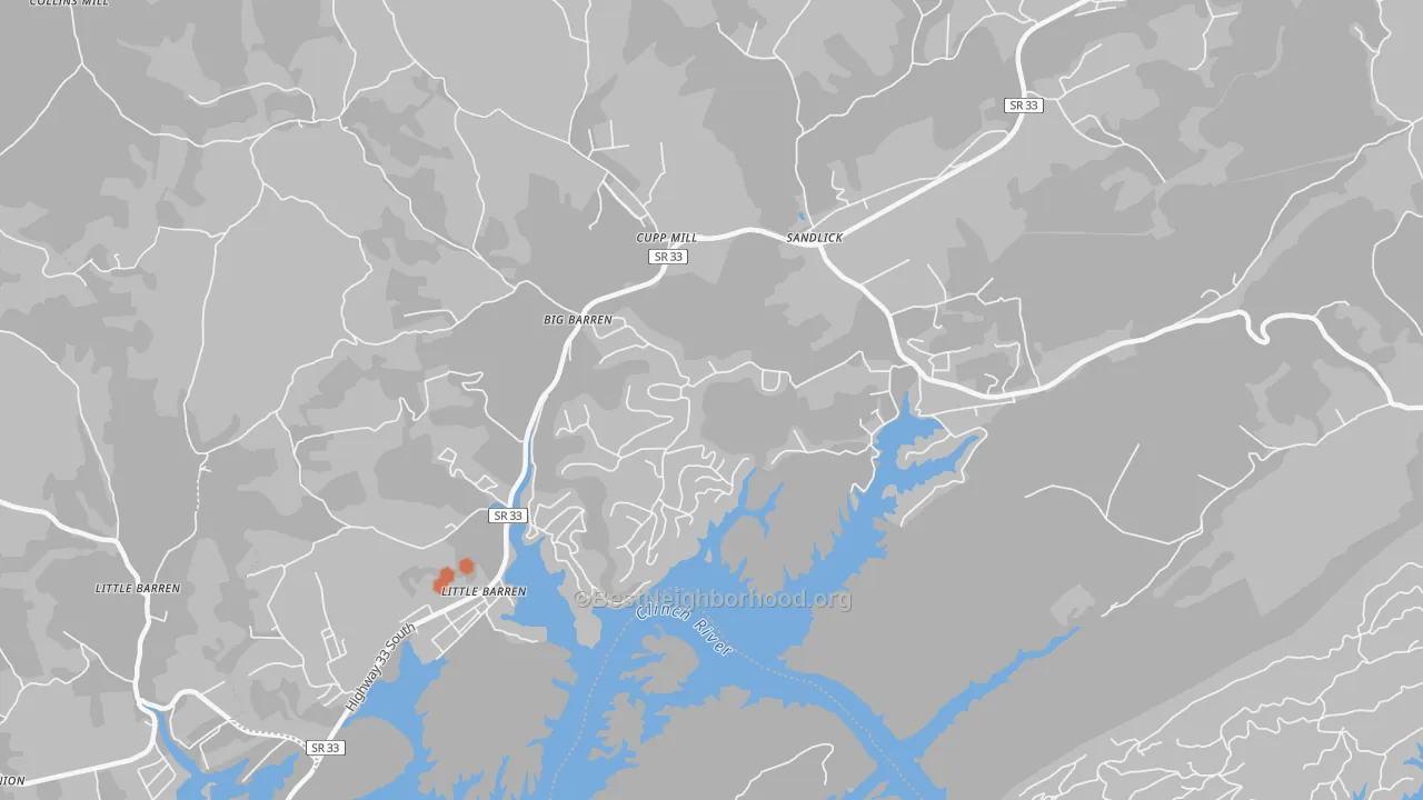 Bike Grade map of Sandlick, TN
