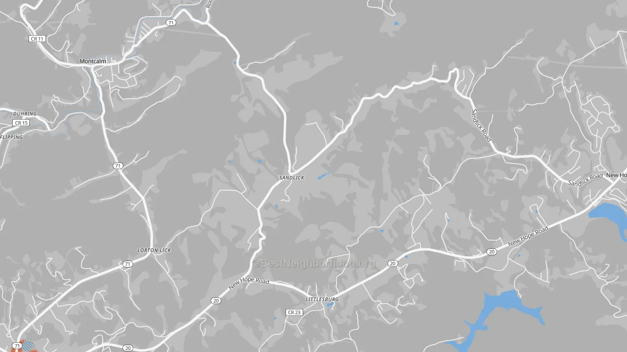 Bike Grade map of Sandlick, WV