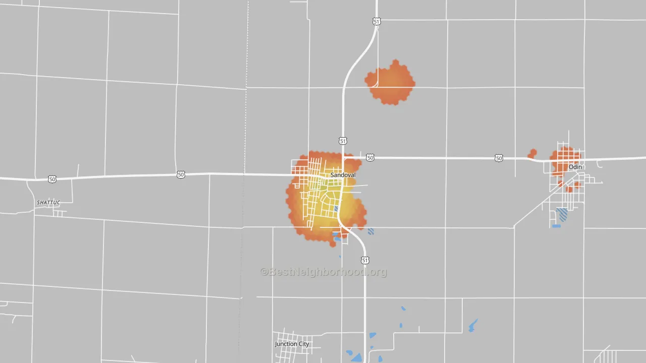 Bike Grade map of Sandoval, IL
