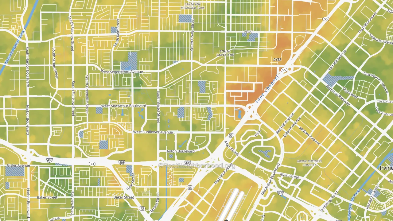 Bike Grade map of Sandpointe, Santa Ana, CA