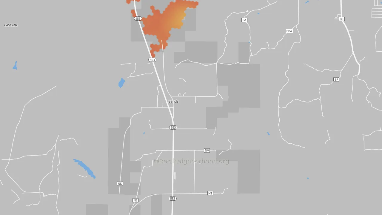 Bike Grade map of Sands, MI