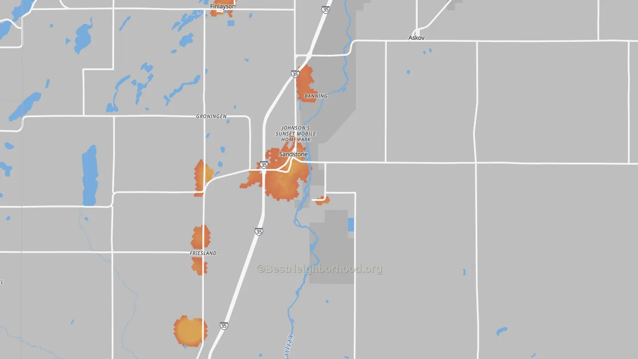 Bike Grade map of Sandstone, MN