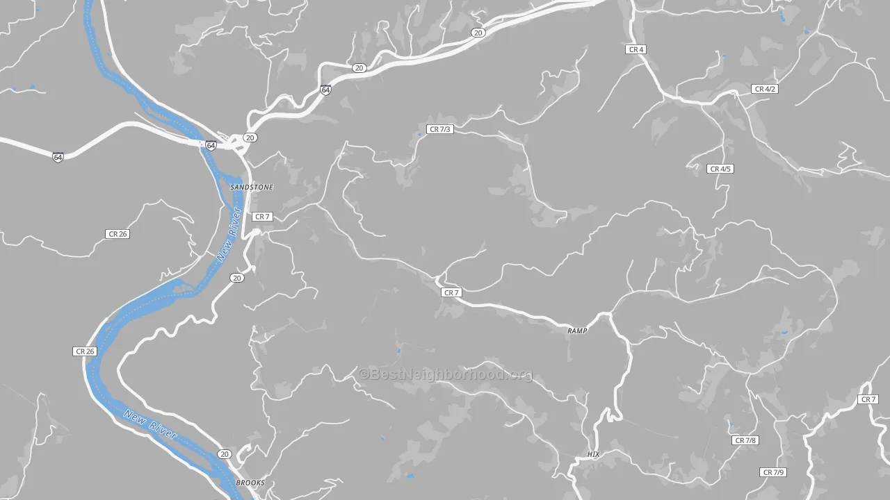 Bike Grade map of Sandstone, WV