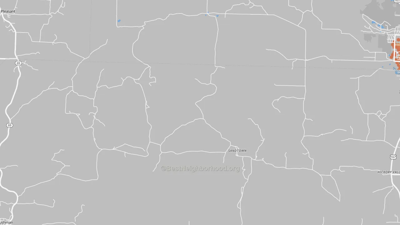 Bike Grade map of Sandtown, AR