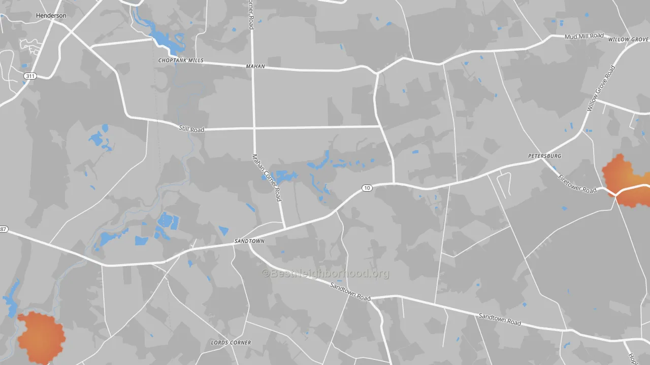 Bike Grade map of Sandtown, DE