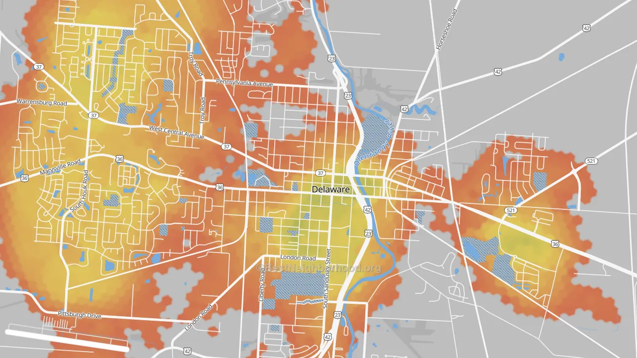 Bike Grade map of Sandusky Street Historic District, Delaware, OH