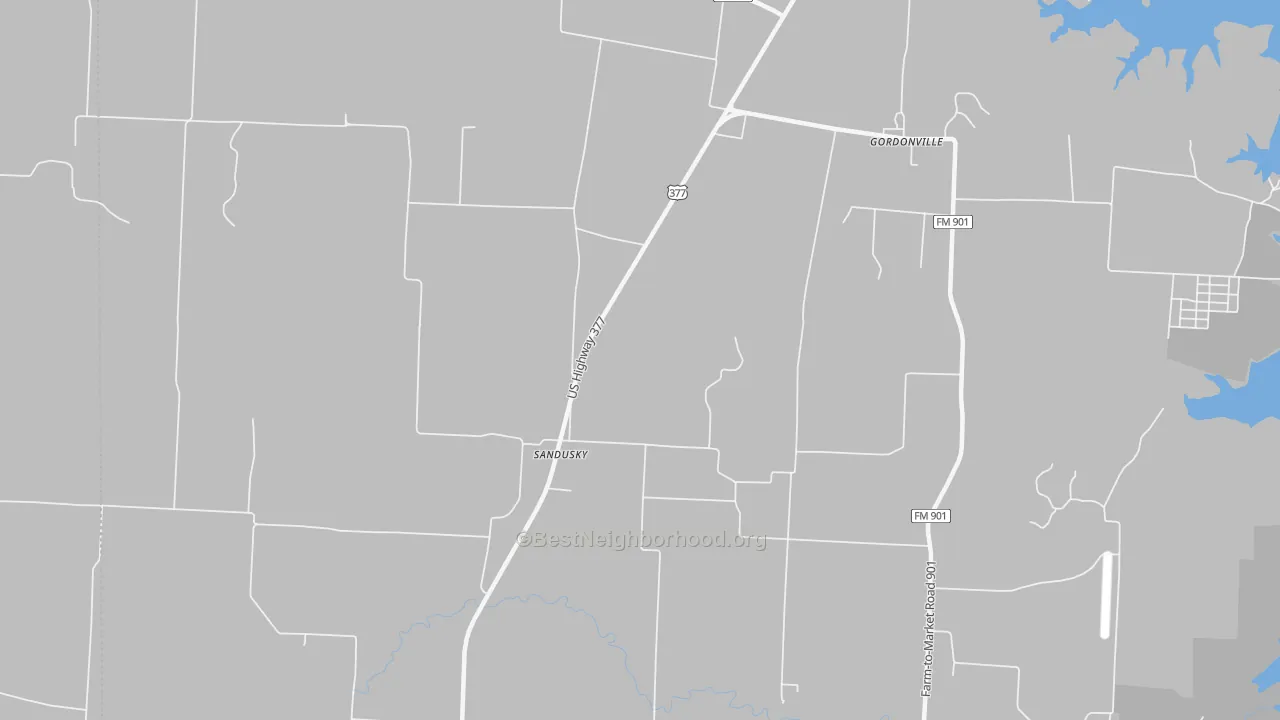 Bike Grade map of Sandusky, TX