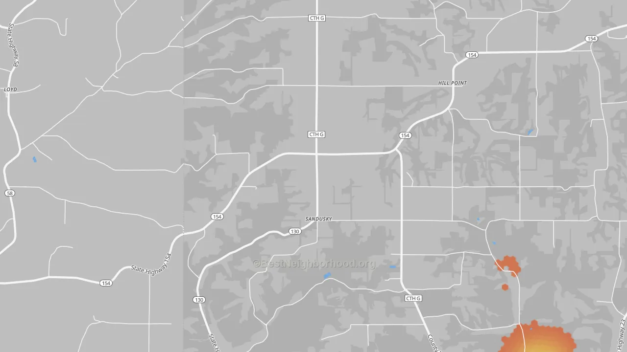Bike Grade map of Sandusky, WI