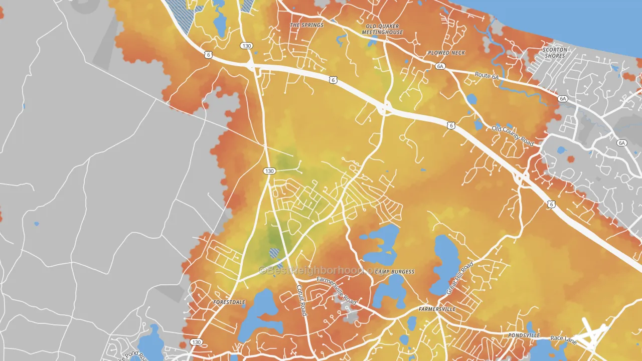 Bike Grade map of Sandwich, MA
