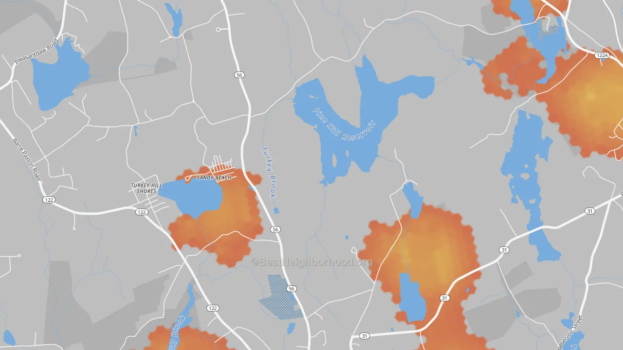 Bike Grade map of Sandy Beach, MA