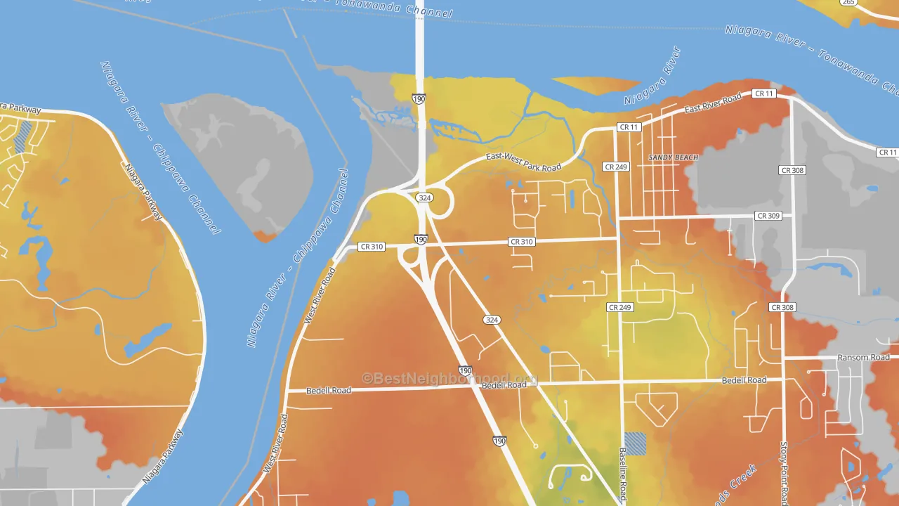 Bike Grade map of Sandy Beach, NY
