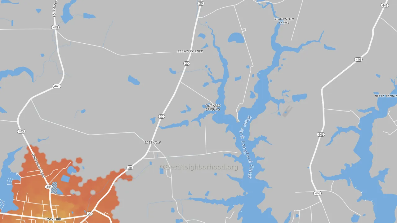 Bike Grade map of Sandy Bottom, MD