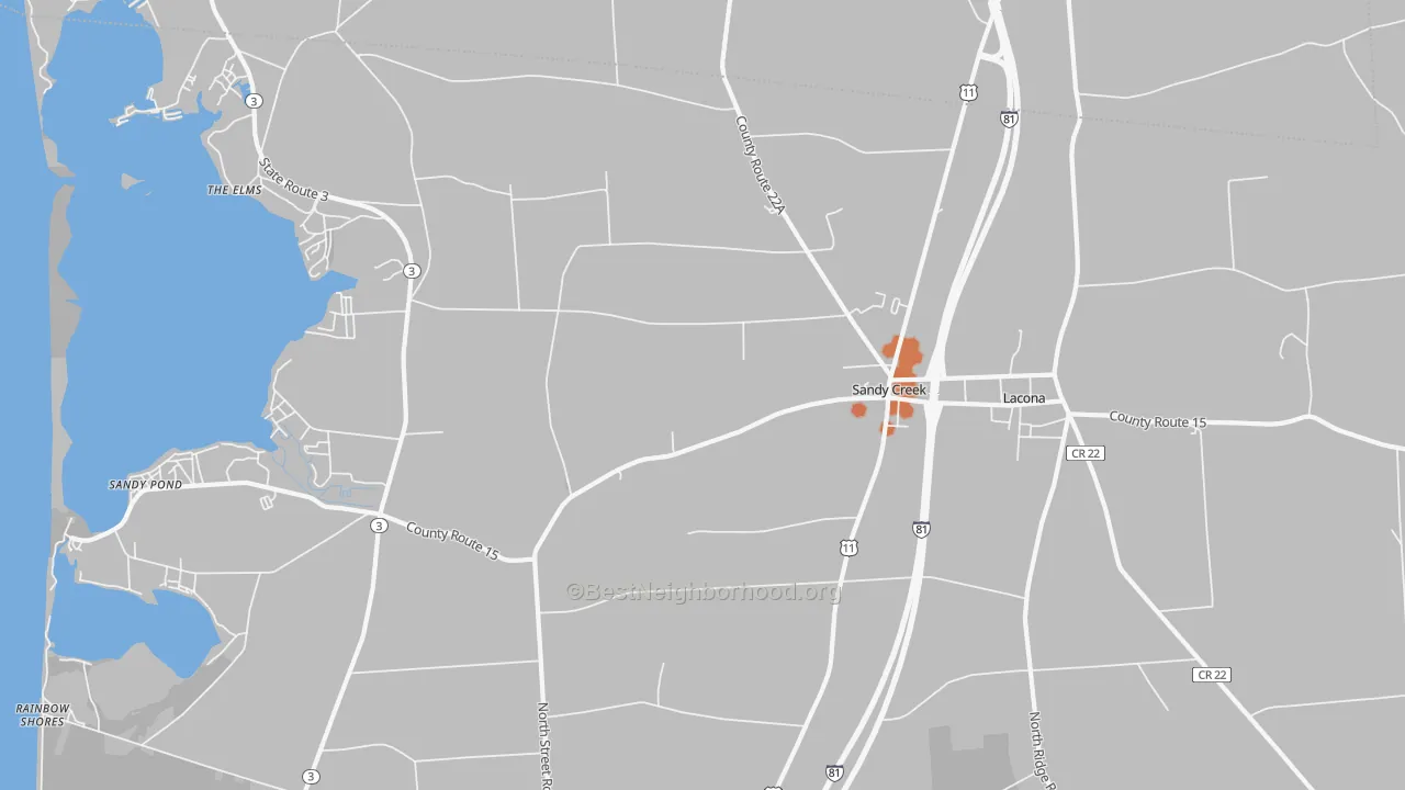 Bike Grade map of Sandy Creek, NY