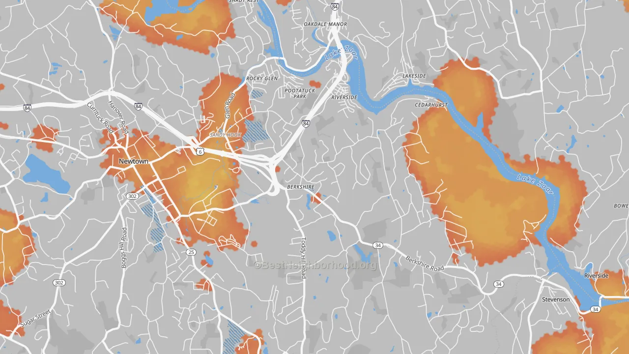 Bike Grade map of Sandy Hook, CT