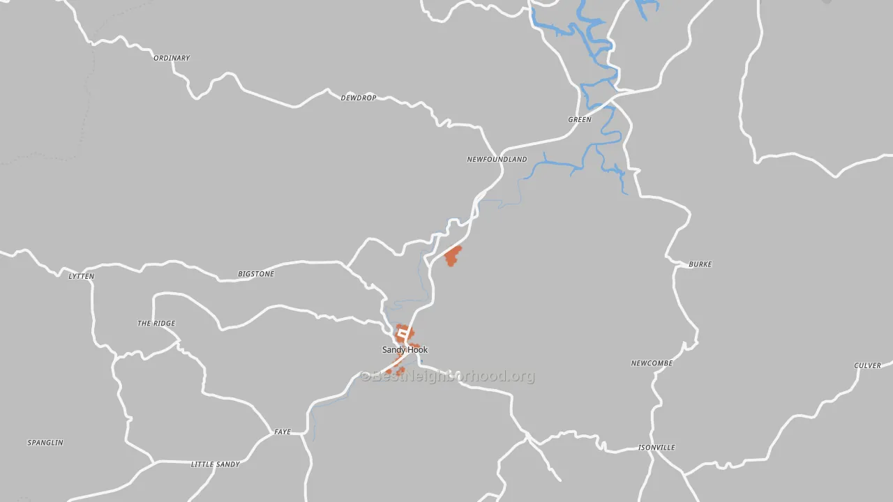 Bike Grade map of Sandy Hook, KY