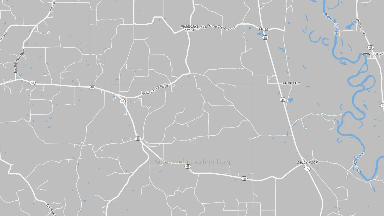 Bike Grade map of Sandy Hook, MS