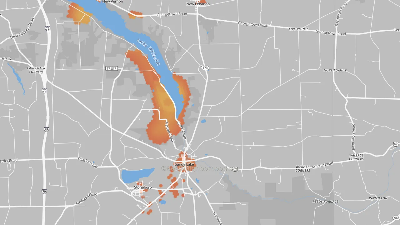 Bike Grade map of Sandy Lake, PA