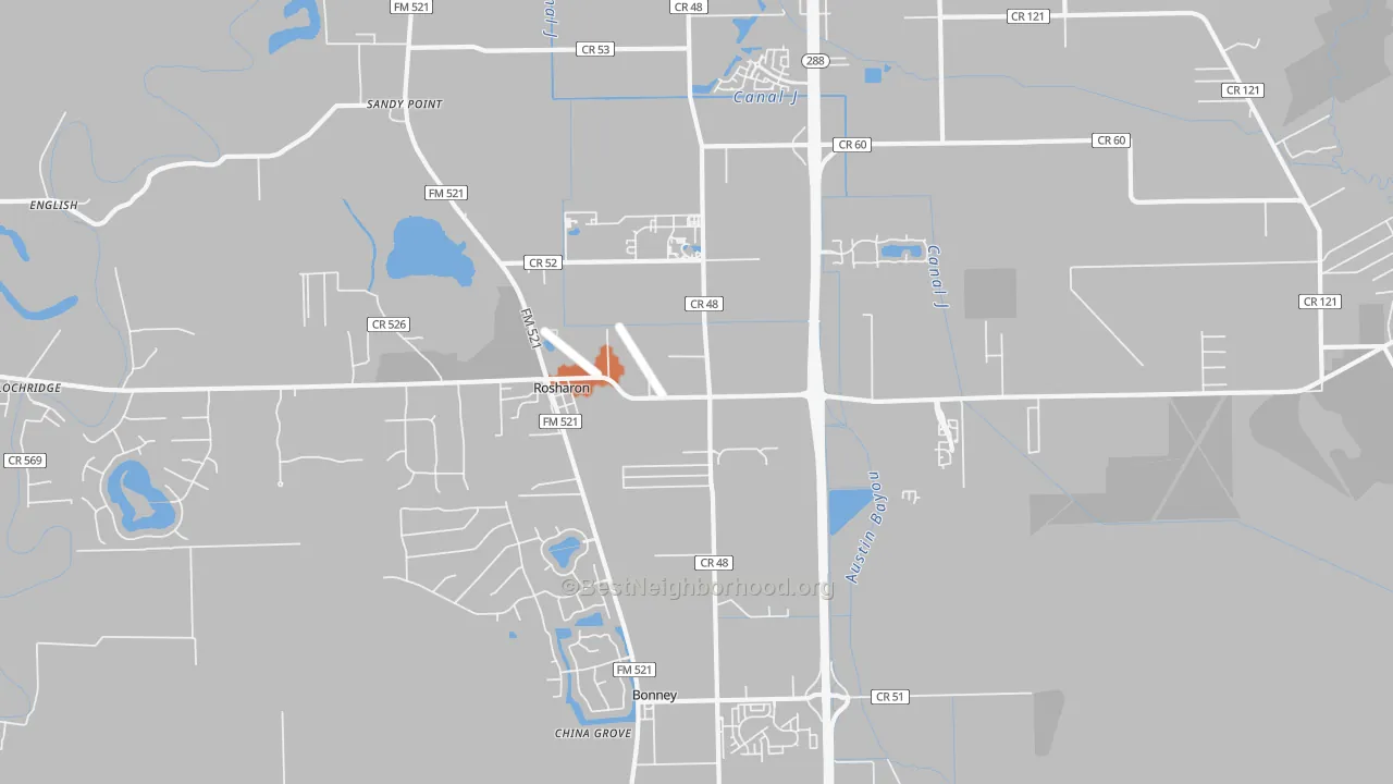 Bike Grade map of Sandy Point, TX