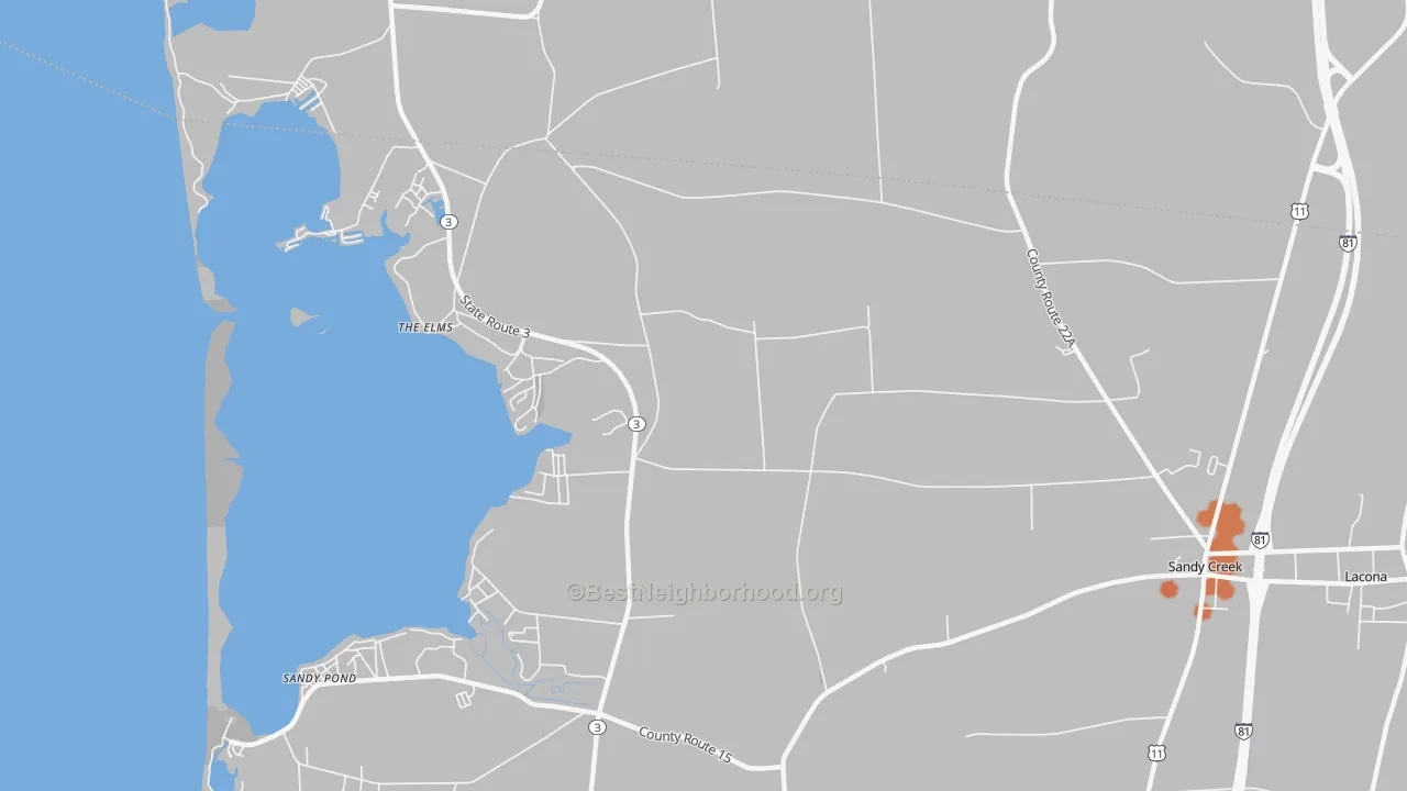 Bike Grade map of Sandy Pond, NY