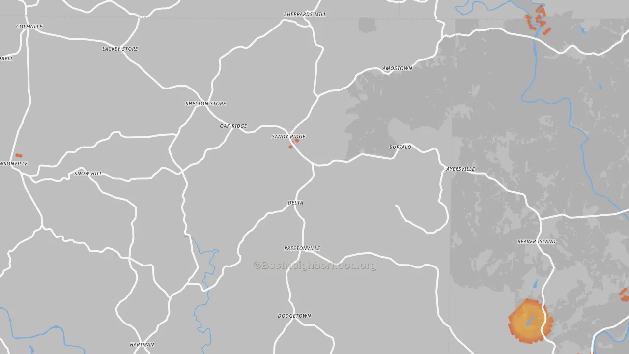 Bike Grade map of Sandy Ridge, NC