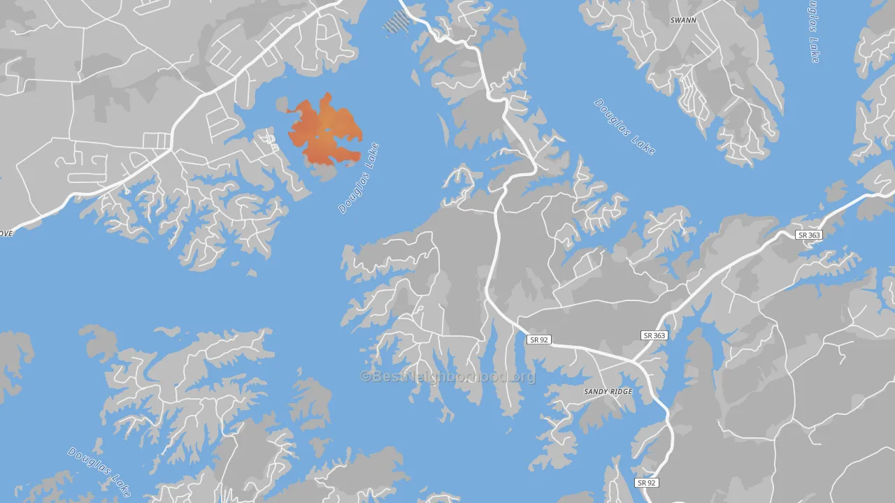 Bike Grade map of Sandy Ridge, TN