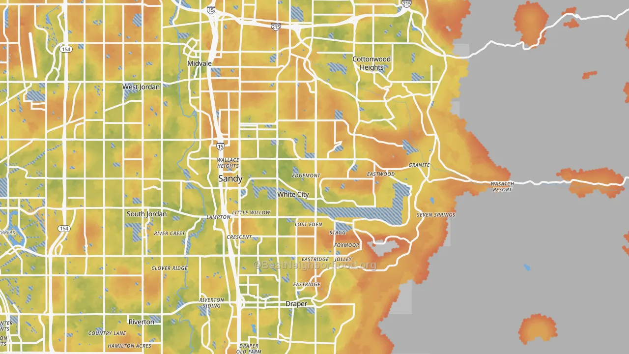 Bike Grade map of Sandy, UT