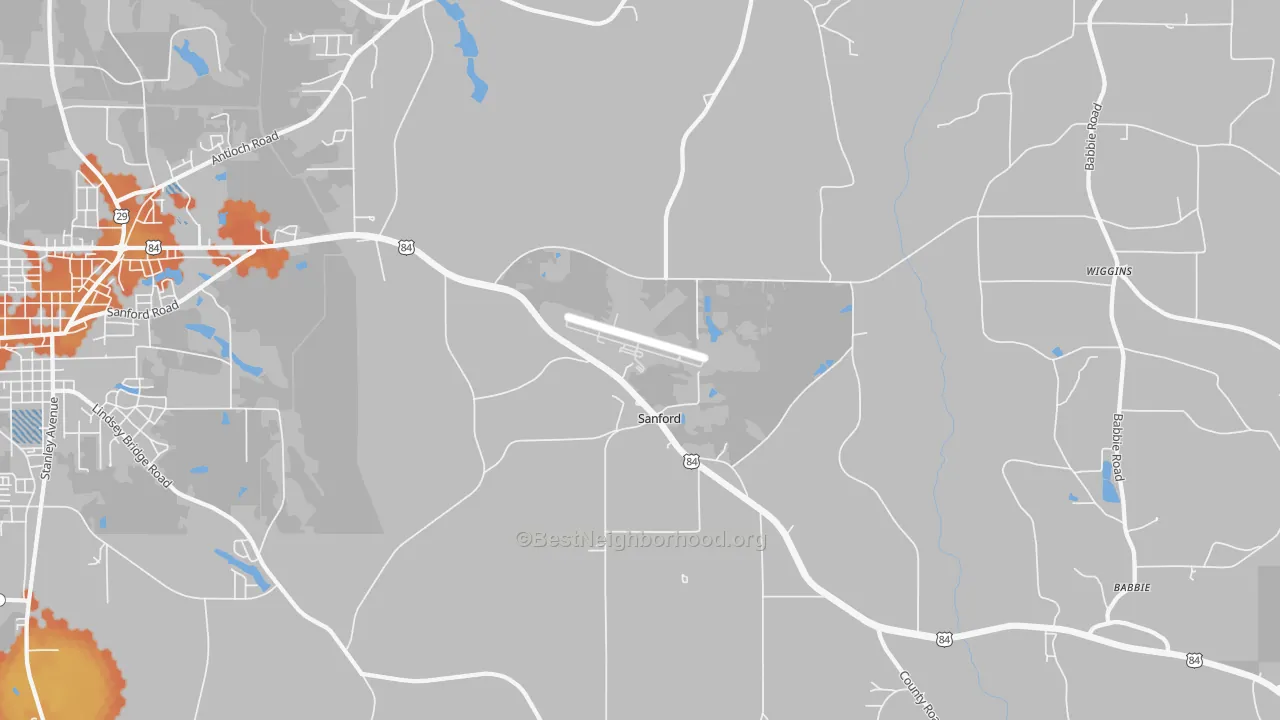 Bike Grade map of Sanford, AL