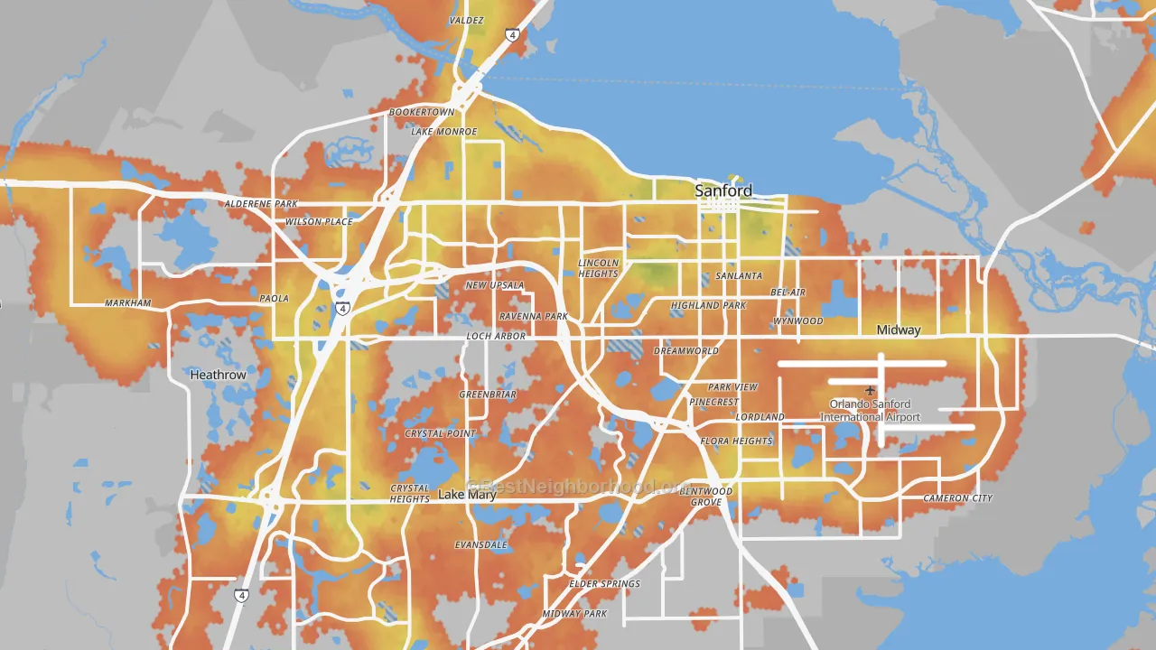 Bike Grade map of Sanford, FL