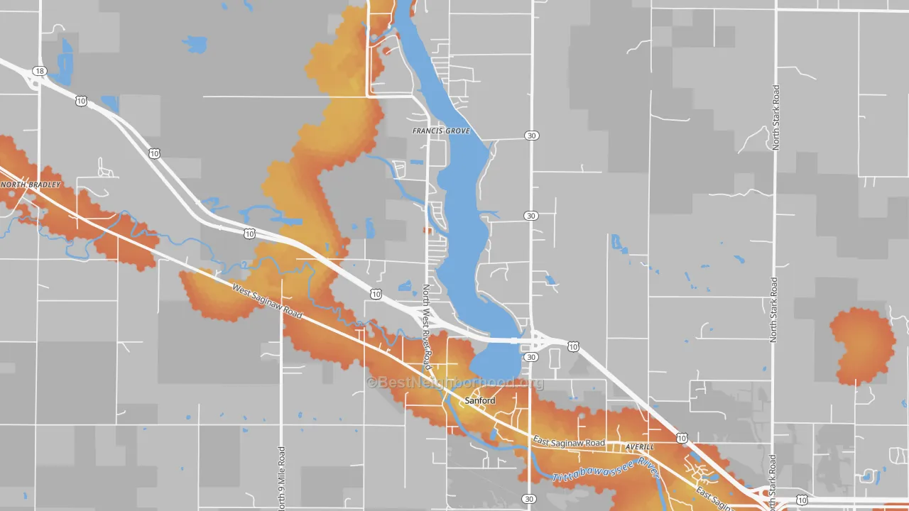 Bike Grade map of Sanford, MI