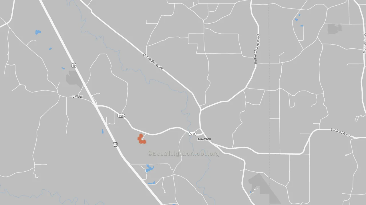 Bike Grade map of Sanford, MS