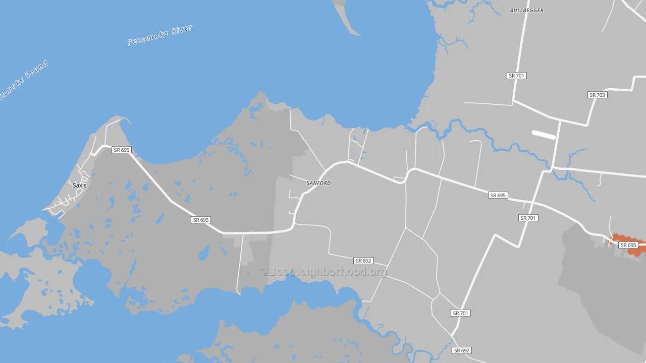 Bike Grade map of Sanford, VA