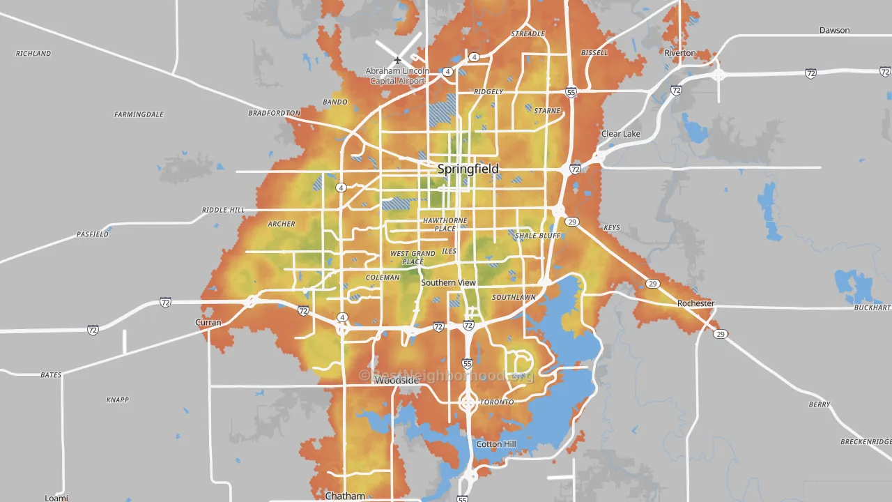 Bike Grade map of Sangamon County, IL