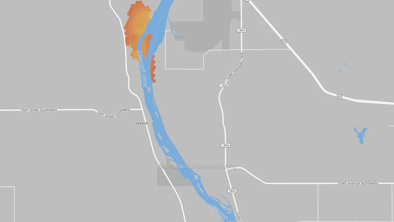 Bike Grade map of Sanger, ND