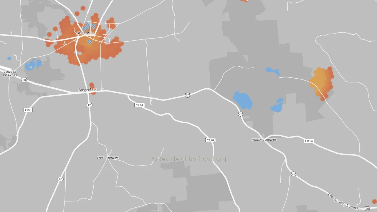 Bike Grade map of Sangerfield, NY